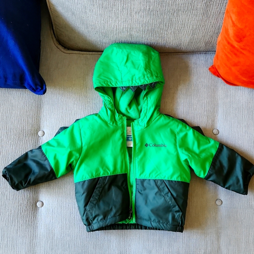 Columbia infant boys raincoat. 3/6 months dinosaur jacket